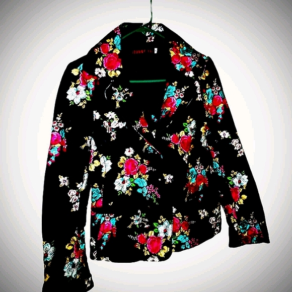 Johnny Was Jackets & Blazers - Johnny was blazer coat/jacket black with red blue roses S